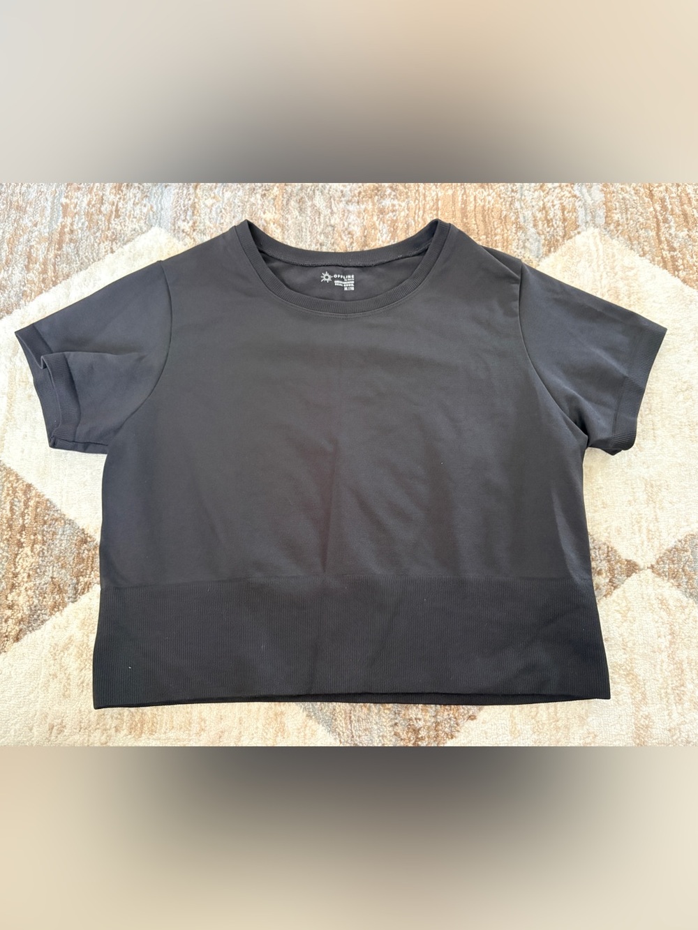 aerie Black Short Sleeve Crewneck Tee